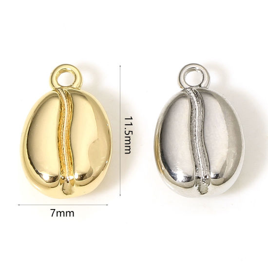 Picture of Eco-friendly Brass Charms Real Gold Plated Coffee Bean Food 3D 11.5mm x 7mm