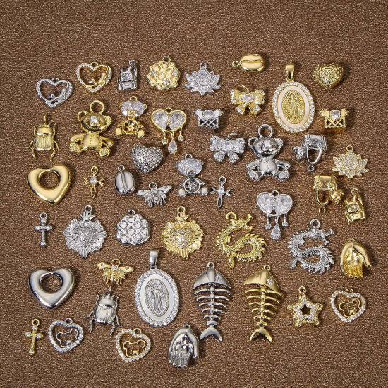 Immagine di 2 Pz Ecologico Ottone Connettore Ciondolo Perla Bail Pin Cap Vero Oro Placcato Mani 3D 16.5mm x 10mm