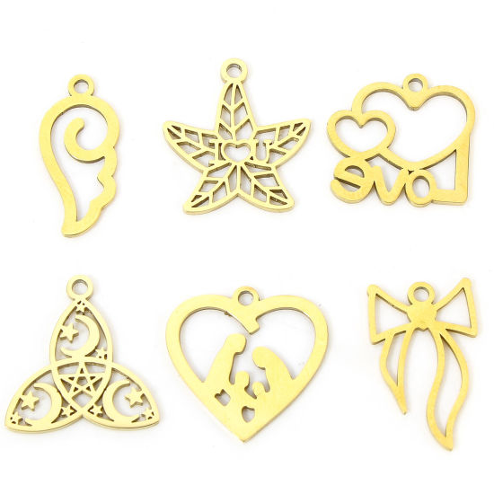 Изображение Eco-friendly Vacuum Plating 304 Stainless Steel Simple Charms Gold Plated Bowknot Hollow