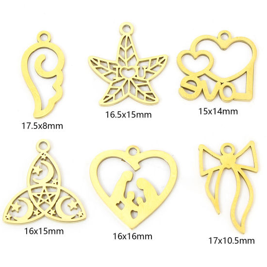 Image de Eco-friendly Vacuum Plating 304 Stainless Steel Simple Charms Gold Plated Bowknot Hollow