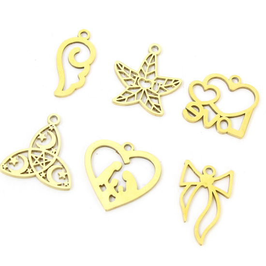 Image de Eco-friendly Vacuum Plating 304 Stainless Steel Simple Charms Gold Plated Bowknot Hollow