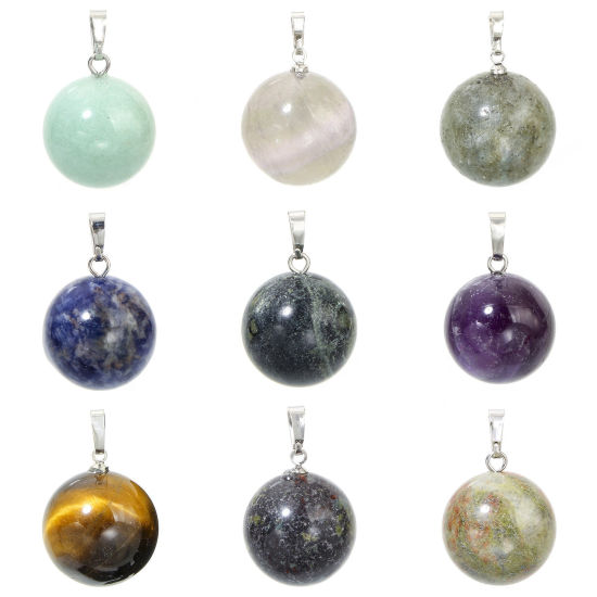 Picture of Gemstone ( Natural ) Charm Pendant Ball 28mm x 18mm