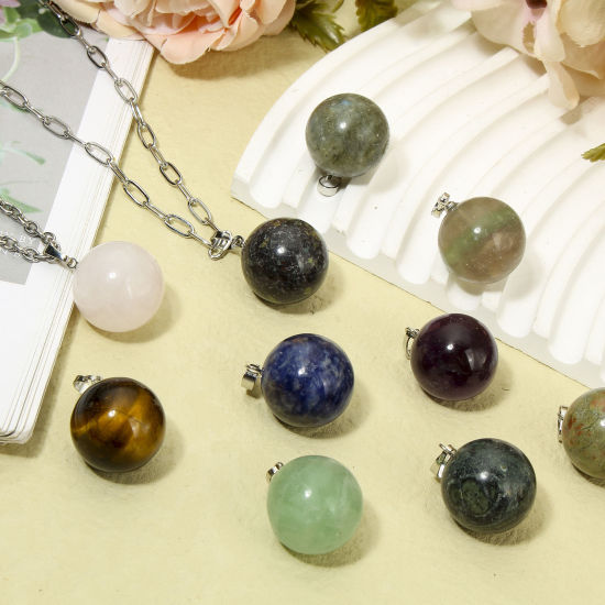 Picture of Gemstone ( Natural ) Charm Pendant Ball 28mm x 18mm