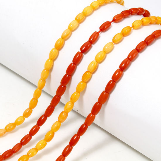 Bild von Koralle (natürlich gefärbte) Perlen für DIY-Charm-Schmuckherstellung, Fassgröße ca. 5 mm x 3 mm, Loch: ca. 0,5 mm