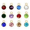 Bild von 5 Stück 304 Edelstahl Monatsstein Charms Rund Vergoldet 9mm x 6mm