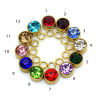 Bild von 5 Stück 304 Edelstahl Monatsstein Charms Rund Vergoldet 9mm x 6mm
