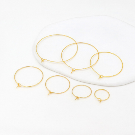 Eco-friendly Brass Simple Hoop Earrings For DIY Jewelry Making Accessories Real Gold Plated Circle Ring