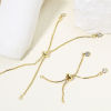 Picture of 1 Piece Eco-friendly Vacuum Plating Brass Simple Box Chain Semi-finished Adjustable Slider/ Slide Bolo Bracelets Base For DIY Handmade Jewelry Making Real Gold Plated Clear Rhinestone