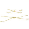 Picture of 1 Piece Eco-friendly Vacuum Plating Brass Simple Box Chain Semi-finished Adjustable Slider/ Slide Bolo Bracelets Base For DIY Handmade Jewelry Making Real Gold Plated Clear Rhinestone