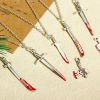Picture of Zinc Based Alloy Halloween Pendants Antique Silver Color Red Knife Enamel