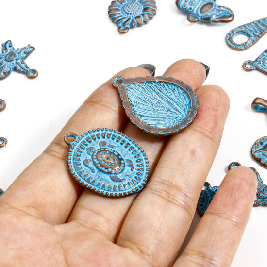Picture of Zinc Based Alloy Ocean Jewelry Charms Antique Copper Blue Patina