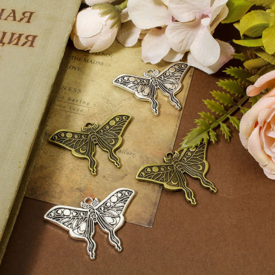 Immagine di 10 Pz Lega di Zinco Insetto Ciondoli Multicolore Farfalla Eclissi Lunare 4.6cm x 3.2cm