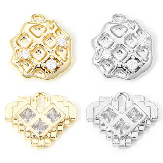 Immagine di 1 Pz Ecologico Ottone Charms Biscotti Vero Oro Placcato Trasparente Cubic Zirconiae