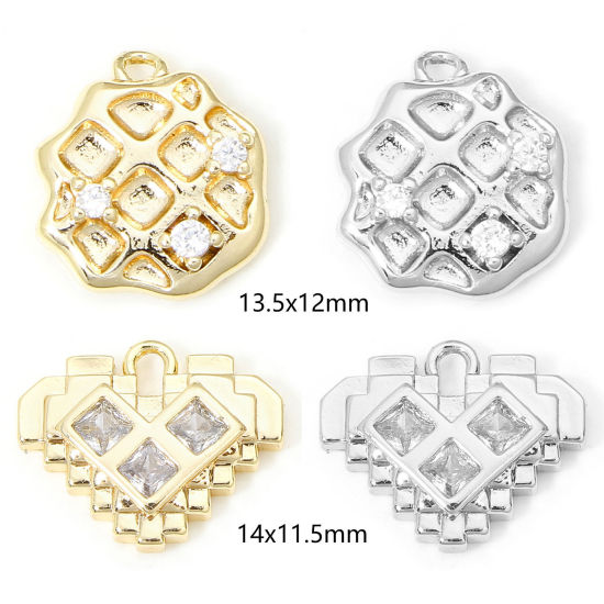 Immagine di 1 Pz Ecologico Ottone Charms Biscotti Vero Oro Placcato Trasparente Cubic Zirconiae