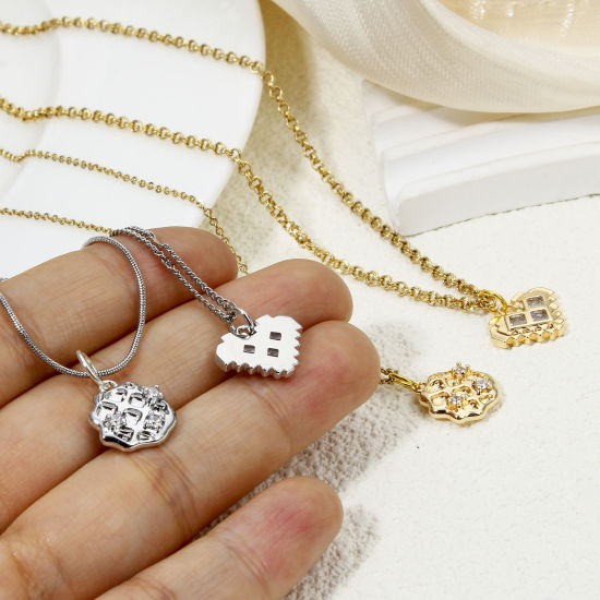 Immagine di 1 Pz Ecologico Ottone Charms Biscotti Vero Oro Placcato Trasparente Cubic Zirconiae