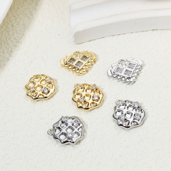 Immagine di 1 Pz Ecologico Ottone Charms Biscotti Vero Oro Placcato Trasparente Cubic Zirconiae