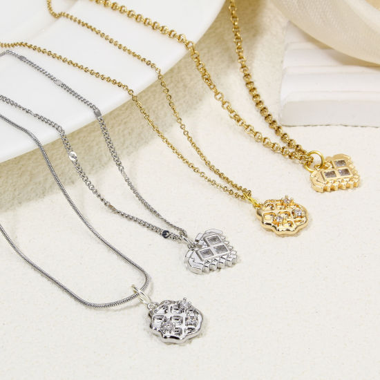 Immagine di 1 Pz Ecologico Ottone Charms Biscotti Vero Oro Placcato Trasparente Cubic Zirconiae