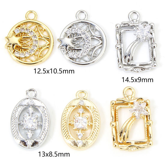 Picture of 2 PCs Eco-friendly Brass Charms Real Gold Plated Star Cross