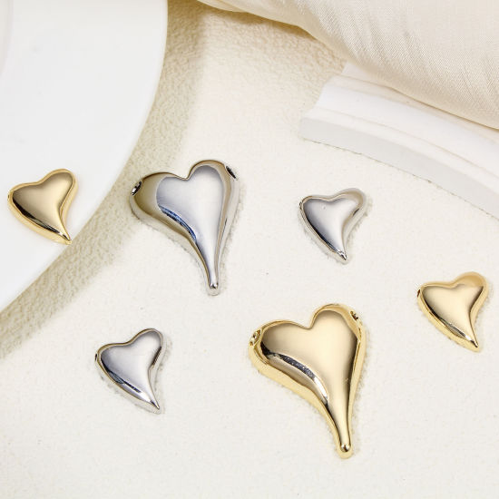 Изображение 1 ШТ Экологичный Латунь День святого Валентина Подвески Сердце настоящее золото с покрытием