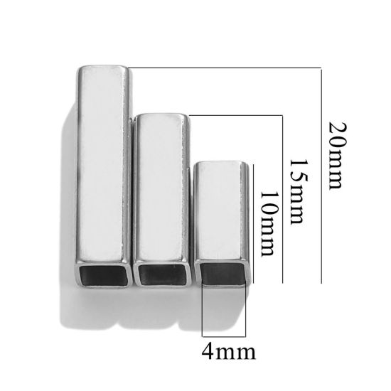 Picture of 304 Stainless Steel Blank Stamping Tags Beads For DIY Charm Jewelry Making Rectangle Cuboid Polished