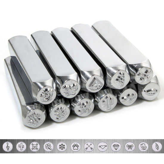Picture of 1 Piece Steel Blank Stamping Tags Punch Metal Stamping Tools Silver Tone Textured 6.4cm x 1cm