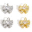 Picture of Eco-friendly Brass Clothes Charms Real Gold Plated Bowknot Micro Pave Clear Cubic Zirconia 13mm x 12mm