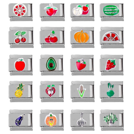 Zinc Based Alloy & Stainless Steel Italian Charm Links For DIY Bracelet Jewelry Making Silver Tone Rectangle 10mm x 9mm