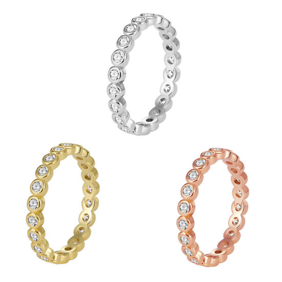 Image de 1 Pièce Placage Sous Vide Écologique Simple & Décontracté Bagues Non Ajustable Exquis en Laiton & Strass Multicolore Pour Femmes Fête