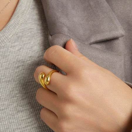 Eco-friendly Vacuum Plating Stylish Simple Multicolor 304 Stainless Steel Open Drop Rings For Women Party