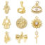Immagine di 2 Pz Ecologico Ottone Religione Charms Palmo 18K Vero Oro Placcato Fiore