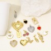 Imagen de 1 Unidad Respetuoso del Medio Ambiente Latón día de San Valentín Colgantes Charms Corazón Oro Real Chapado Mariposa