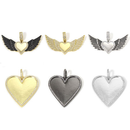 1 Unidad Respetuoso del Medio Ambiente Latón día de San Valentín Colgantes Multicolor Corazón Micro Pave Claro Circón Artificial