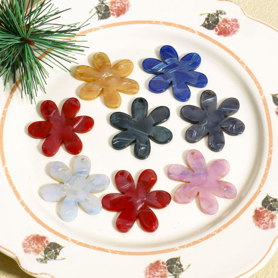Изображение 5 PCs Acrylic Acetic Acid Series Pendants Flower Multicolor 3.6cm x 3.1cm
