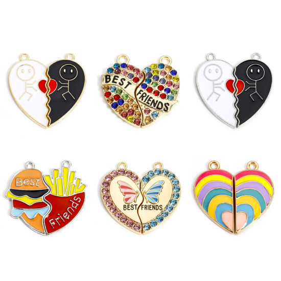 Picture of 5 Sets Zinc Based Alloy Best Friends Pendants Gold Plated Heart