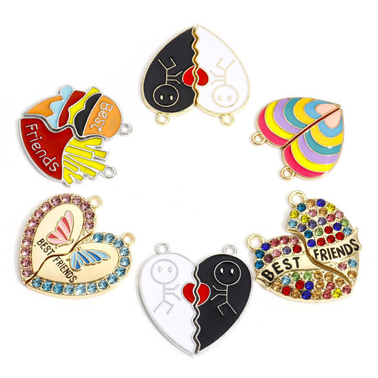 Picture of 5 Sets Zinc Based Alloy Best Friends Pendants Gold Plated Heart