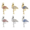 Изображение 10 ШТ Цинковый Сплав Подвески Разноцветный Фламинго Бижутерия усыпанная мелким фианит 28мм x 15мм