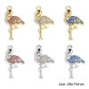 Изображение 10 ШТ Цинковый Сплав Подвески Разноцветный Фламинго Бижутерия усыпанная мелким фианит 28мм x 15мм