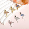 Изображение 10 ШТ Цинковый Сплав Подвески Разноцветный Фламинго Бижутерия усыпанная мелким фианит 28мм x 15мм