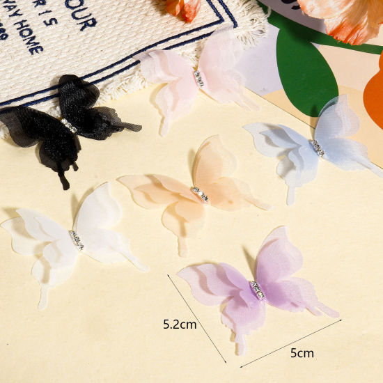 20 個 オーガンザ リアル 蝶 DIY手作りクラフト素材アクセサリー 多色 5.2cm x 5cm、 の画像