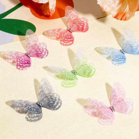 Изображение 20 ШТ Органза Эфирный Бабочка Аксессуары для поделок ручной работы Разноцветный Цвет градиента 5см x 3.5см