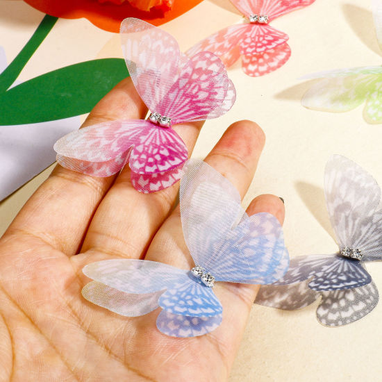 Изображение 20 ШТ Органза Эфирный Бабочка Аксессуары для поделок ручной работы Разноцветный Цвет градиента 5см x 3.5см