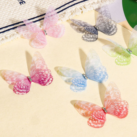 Picture of Organza Ethereal Butterfly DIY Handmade Craft Materials Accessories Multicolor Gradient Color 5cm x 3.5cm