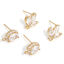 Brass Ear Post Stud Earring With Loop Connector Accessories Gold Plated Clear Cubic Zirconia