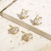 Picture of Brass Ear Post Stud Earring With Loop Connector Accessories Gold Plated Clear Cubic Zirconia