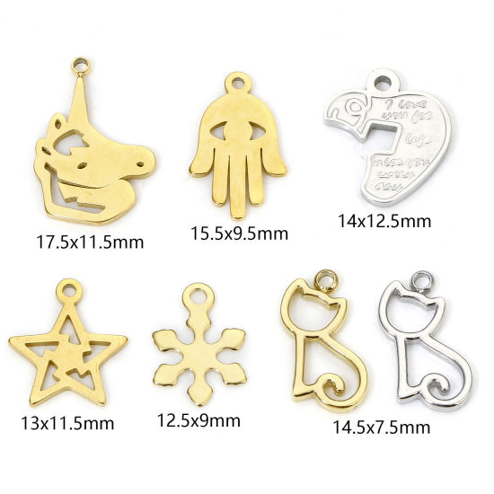 Изображение Eco-friendly Vacuum Plating 304 Stainless Steel Exquisite Charms Multicolor Snowflake