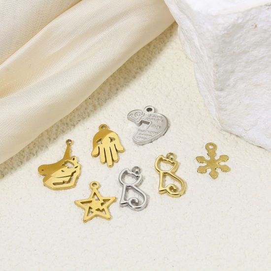 Bild von Eco-friendly Vacuum Plating 304 Stainless Steel Exquisite Charms Multicolor Snowflake