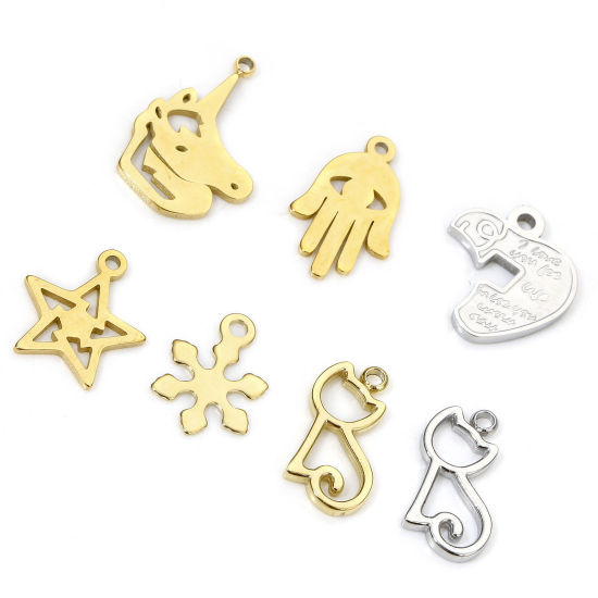 Изображение Eco-friendly Vacuum Plating 304 Stainless Steel Exquisite Charms Multicolor Snowflake