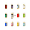 Picture of Eco-friendly PVD Vacuum Plating 304 Stainless Steel Birthstone Charms 14K Real Gold Plated Rectangle Mini Multicolour Cubic Zirconia