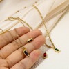 Picture of Eco-friendly PVD Vacuum Plating 304 Stainless Steel Birthstone Charms 14K Real Gold Plated Rectangle Mini Multicolour Cubic Zirconia