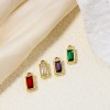 Picture of Eco-friendly PVD Vacuum Plating 304 Stainless Steel Birthstone Charms 14K Real Gold Plated Rectangle Mini Multicolour Cubic Zirconia